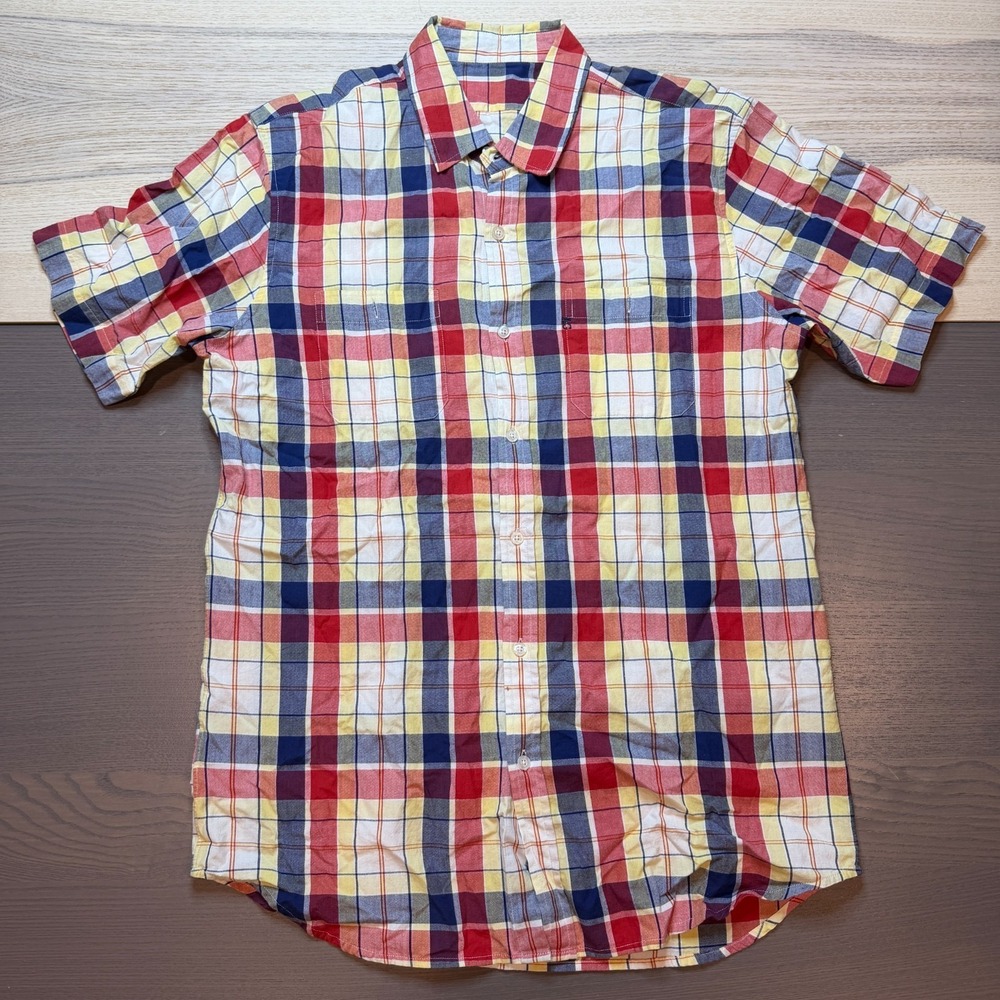 unbrandedShirt‎ Mens Large Plaid Button-Down Short Sleeve Preppy Everyday